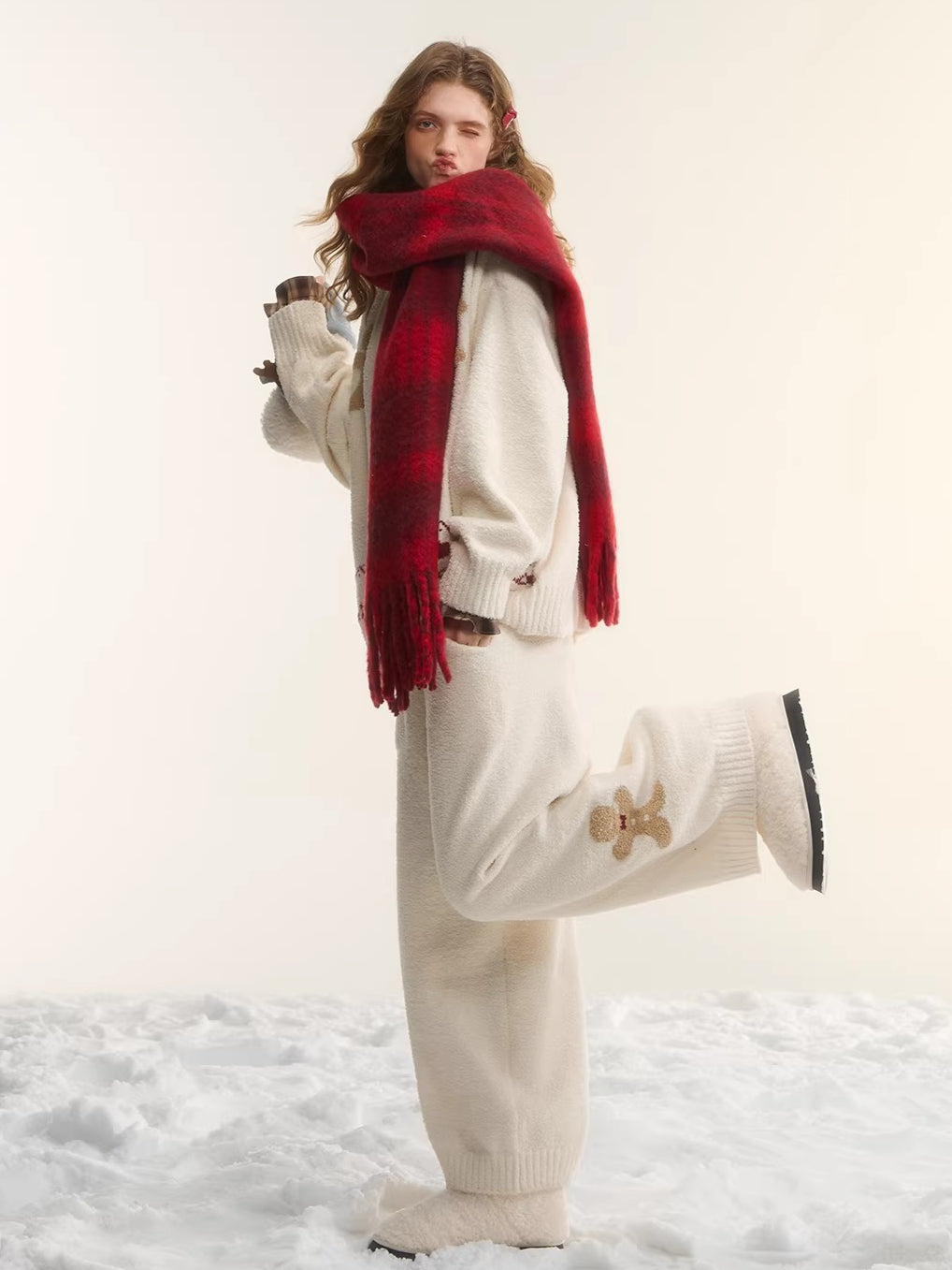 Vintage Wool-Blend Red Plaid Scarf