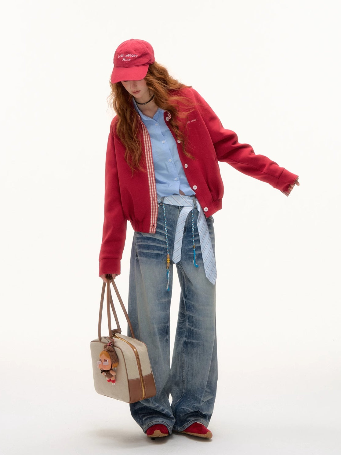 Miu-Style Plaid Patchwork Jacket