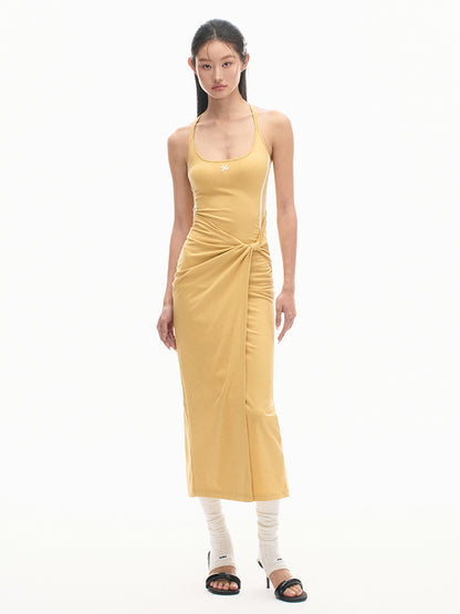 Color Block Casual Slimming Waist Mid-Length Dress