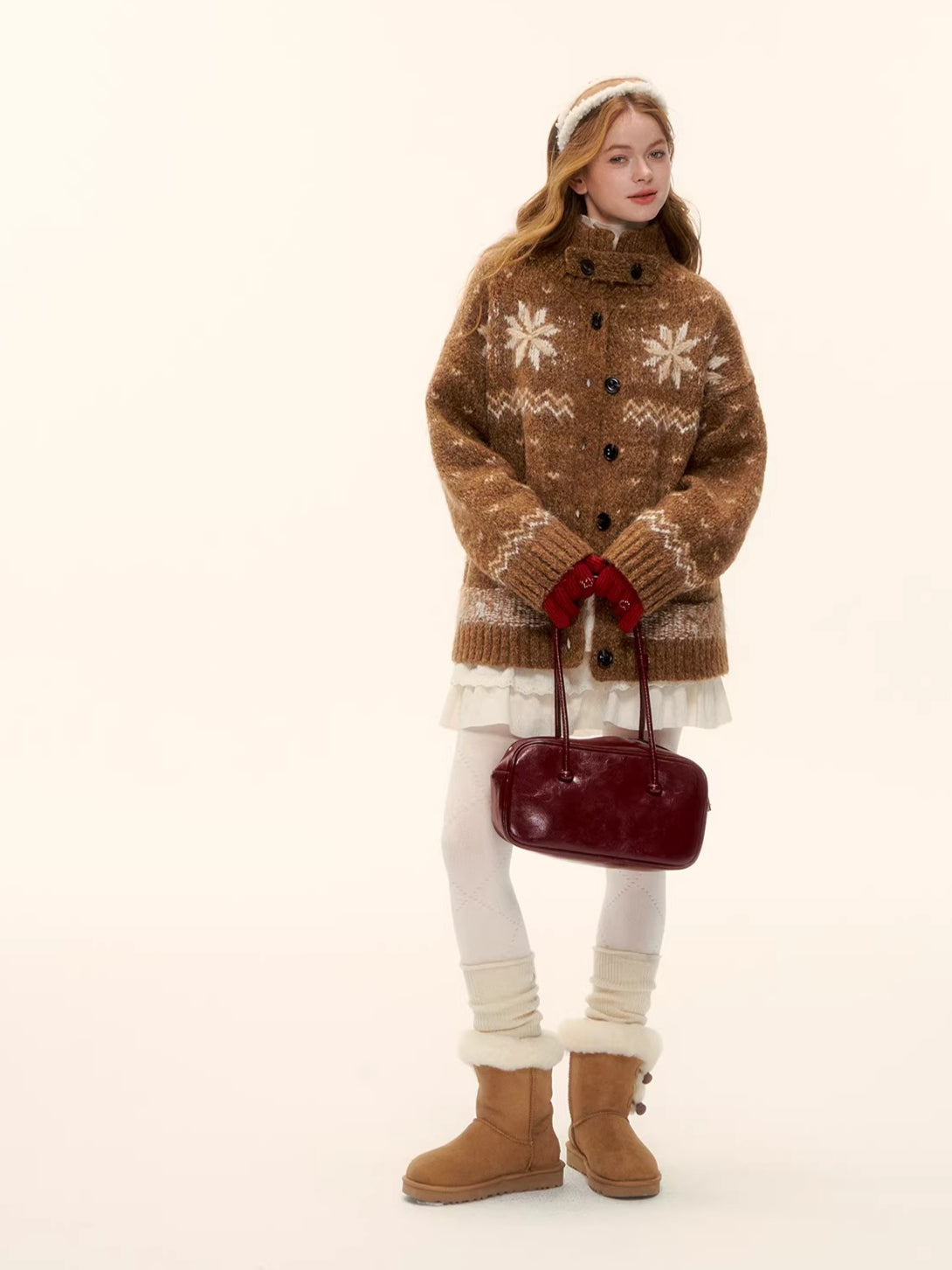 Snowflake Fair Isle Wool-Blend Knit Cardigan