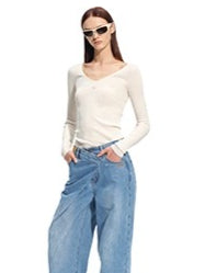 Luna Mercerized Wool V-Neck T-Shirt