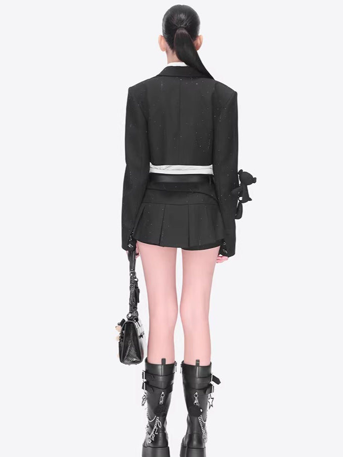 Pocketed Tailored Pleated Mini Skirt