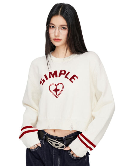 3D Embroidered Distressed Sweater