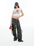 Gradient Plaid Wide-Leg Cargo Pants - CHINASQUAD