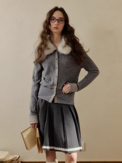 Vintage Check Contrast Knit Sweater