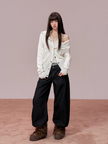 Double-Waist Vintage Wide-Leg Jeans