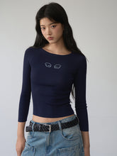 Rhinestone Heart Wings Slim Long-sleeved T-shirt - CHINASQUAD