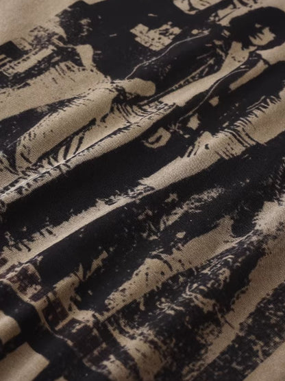 Washed Portrait Print Long Sleeve T-Shirt