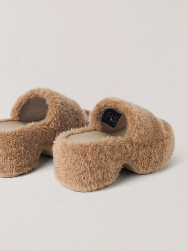 Cross Relic Shearling Heel Mules