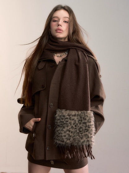 Wool-Blend Panelled High-Neck Puffer Jacket