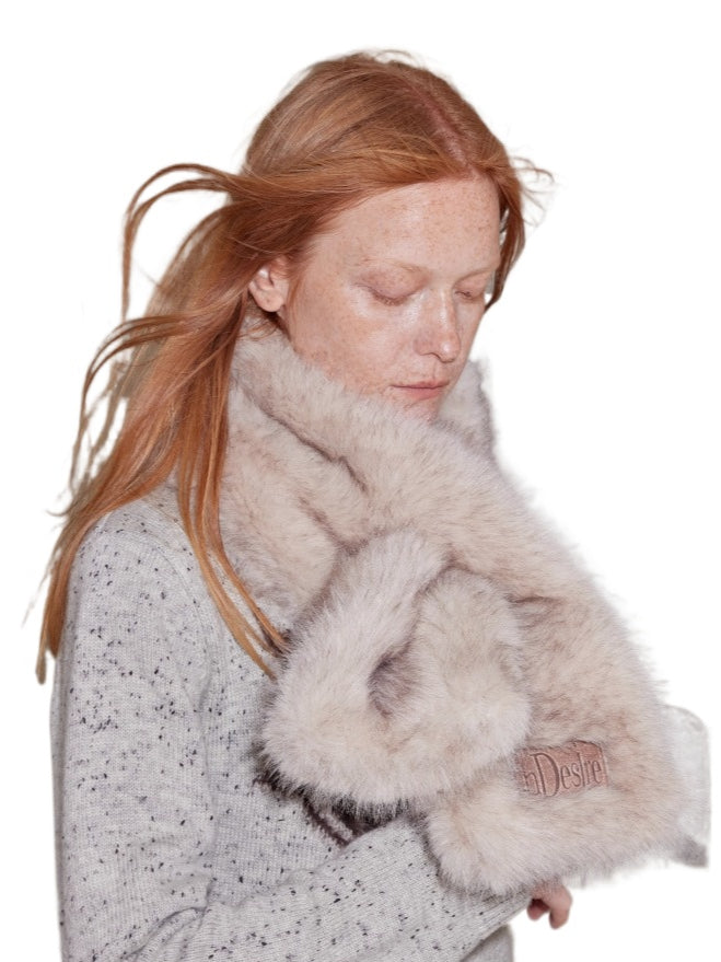 Double-tone Fur &amp; Leather Winter Scarf