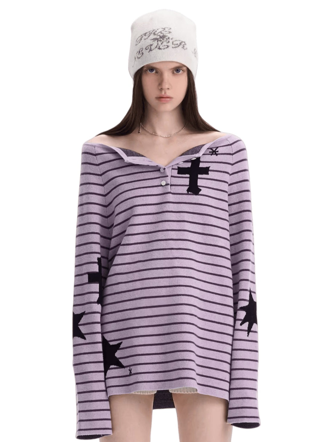 Striped Color-Block Knit Sweater