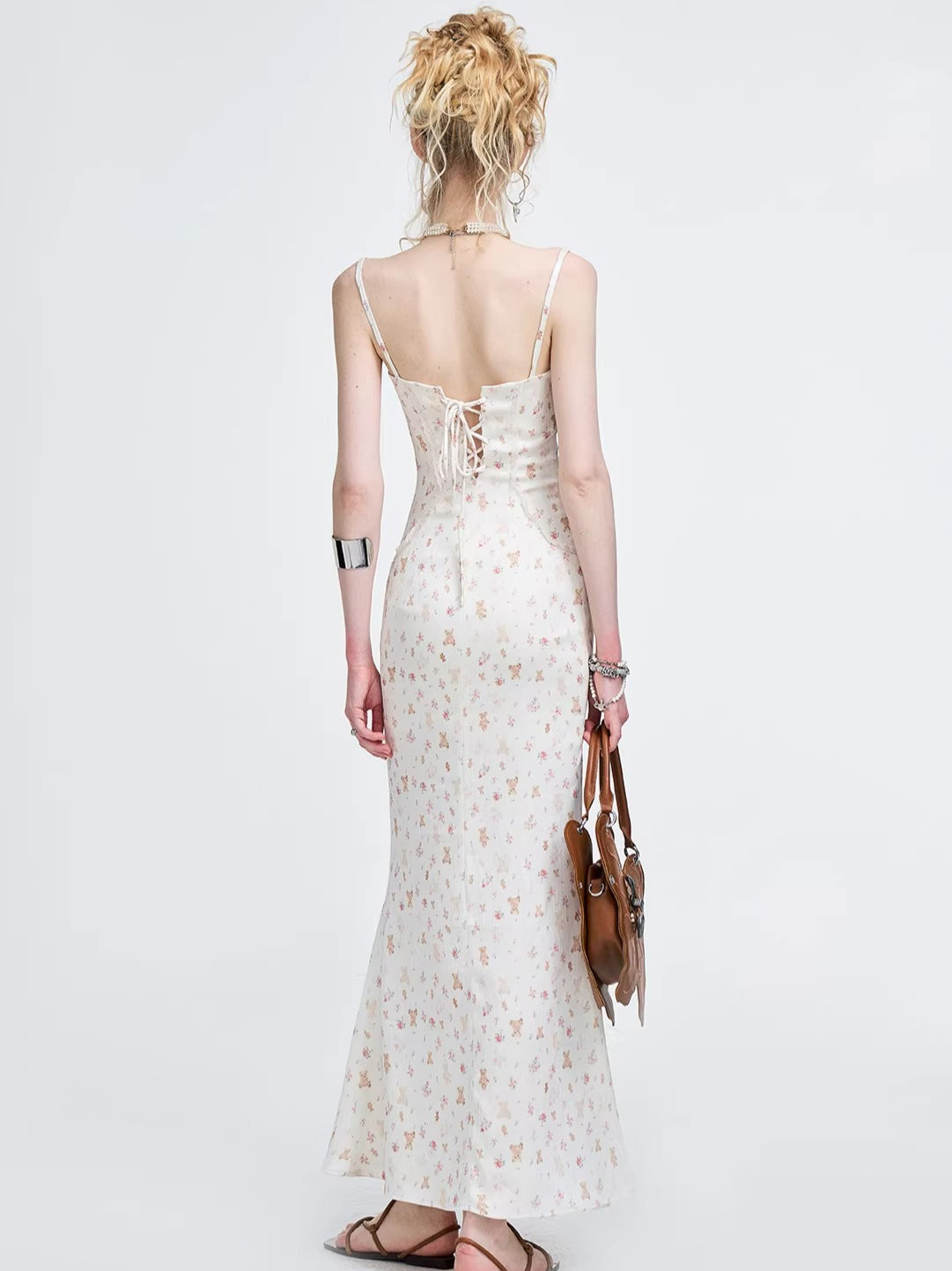 The NeverMore Printed Camisole Maxi Dress White / M The NeverMore Printed Camisole Maxi Dress White / M