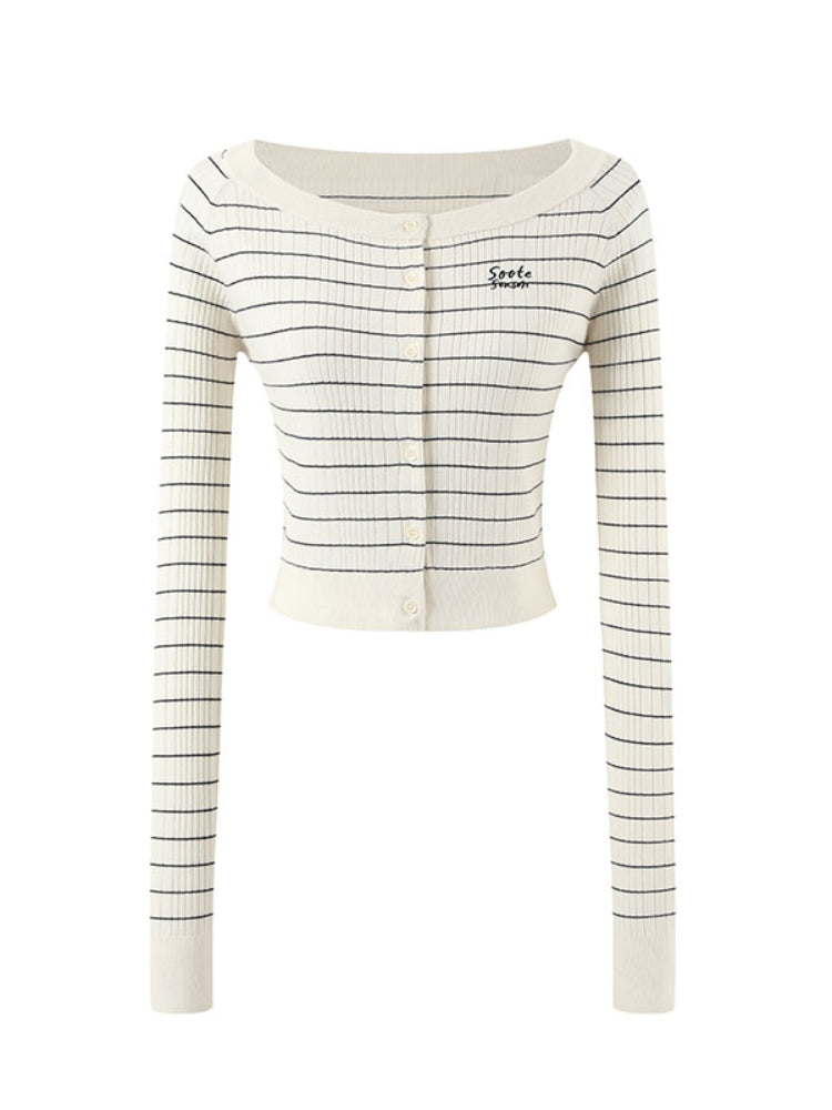 Striped Knit One-Shoulder Top - CHINASQUAD