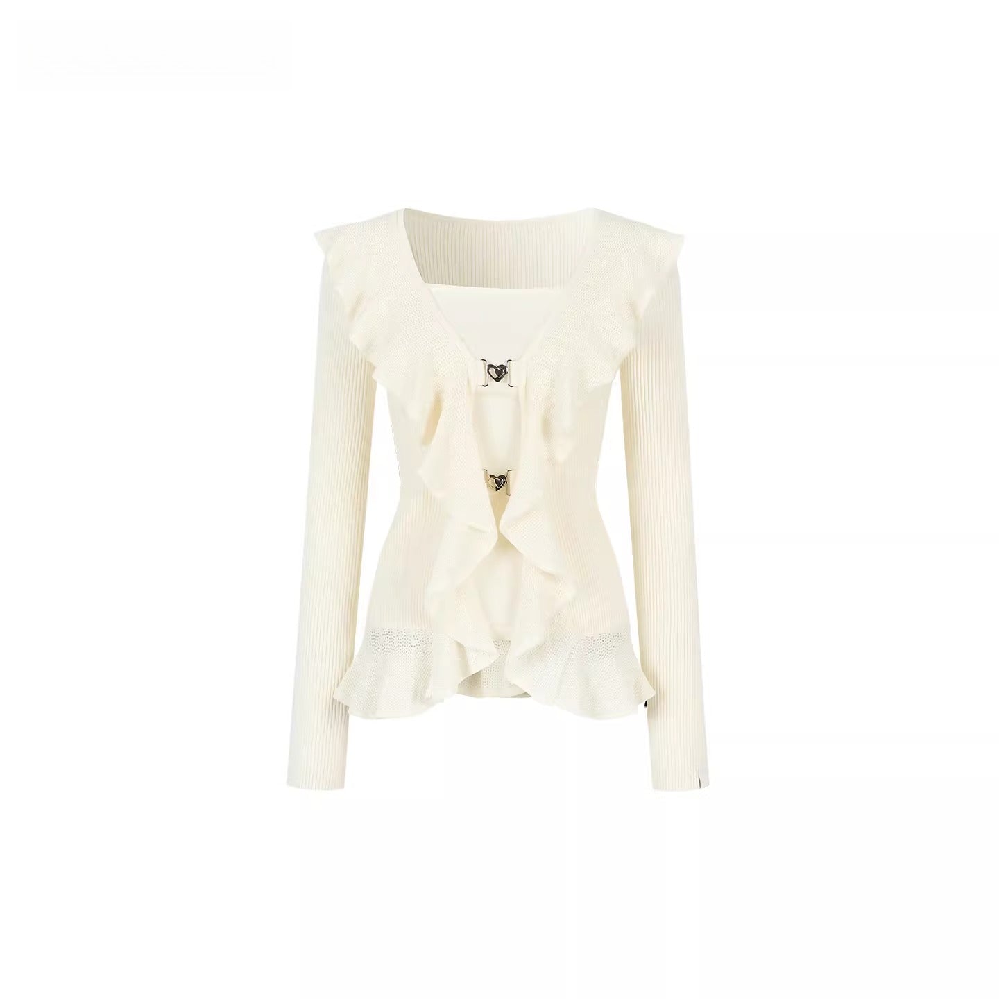 Faux Ruffle Detail Layered Knit Top