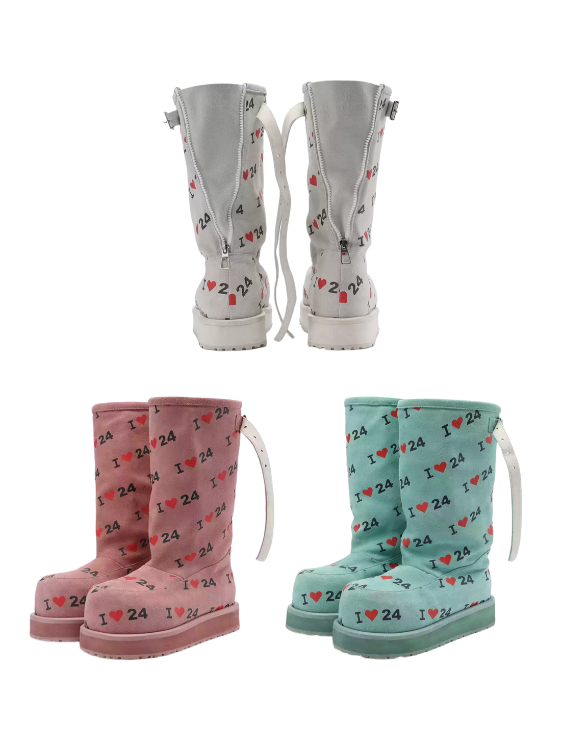 Letter Print Suede Snow Boots