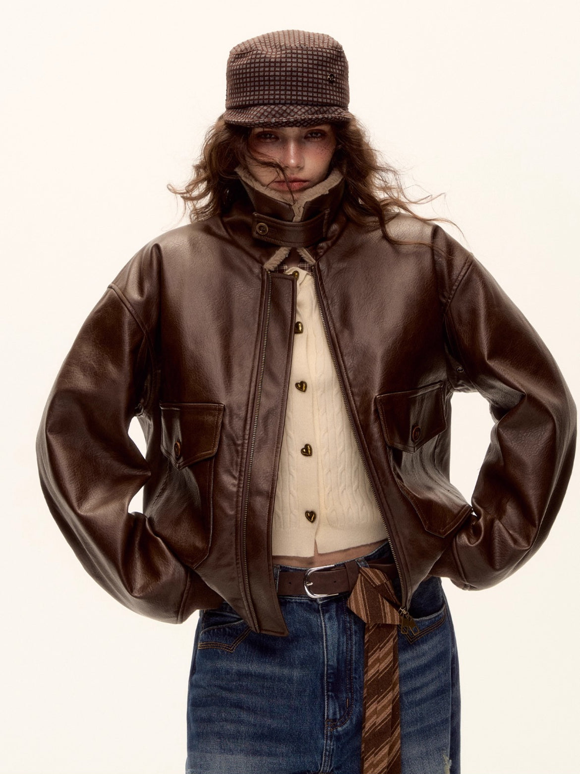 Faux Leather Padded Jacket