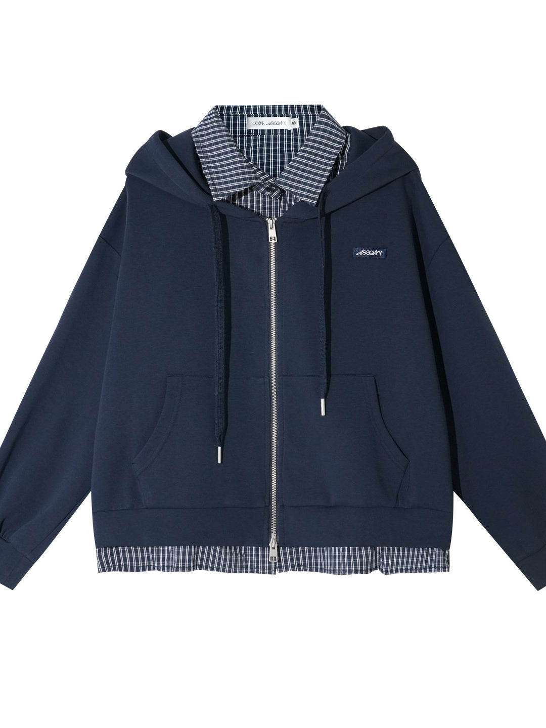 Plaid Patchwork Zip-up Hoodie