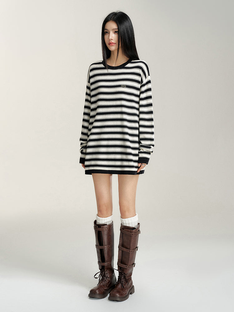 Striped Contrast Loose Knit Sweater