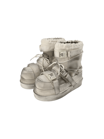 Detachable Sole Distressed Snow Boots