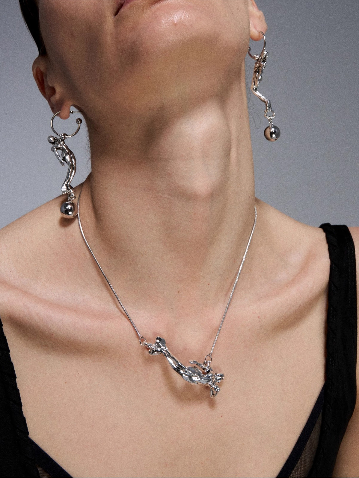 Silver Mermaid Drop Reshaped Romance Vintage Earrings