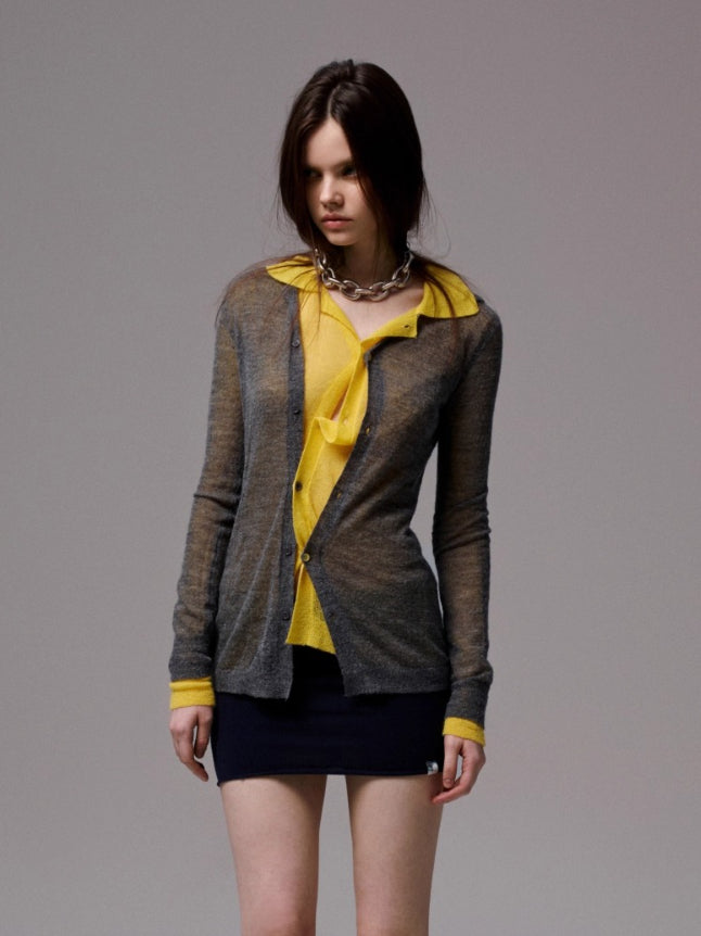 Semi-Sheer Slim Fit Cardigan