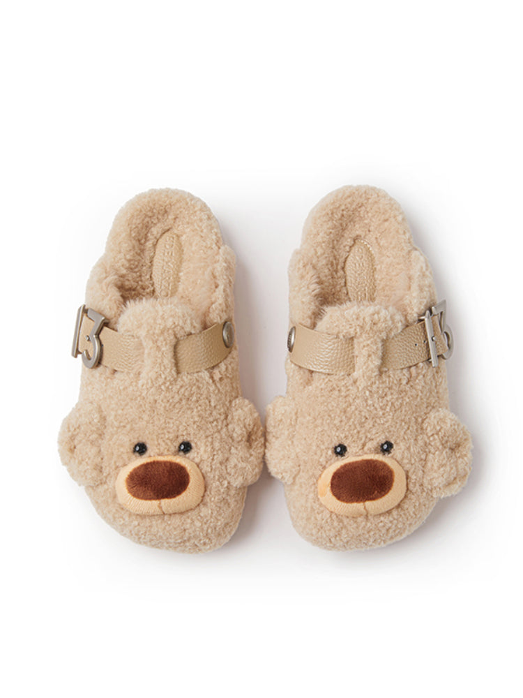 Teddy Wool-Like Buckle Slippers