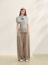 Elastic Pleated Crew Neck T-shirt - CHINASQUAD