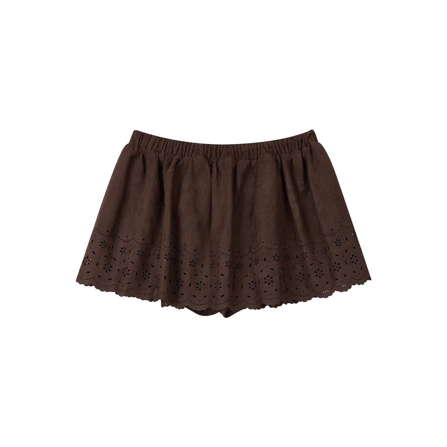 Suede-Touch Embroidered Mini Skirt