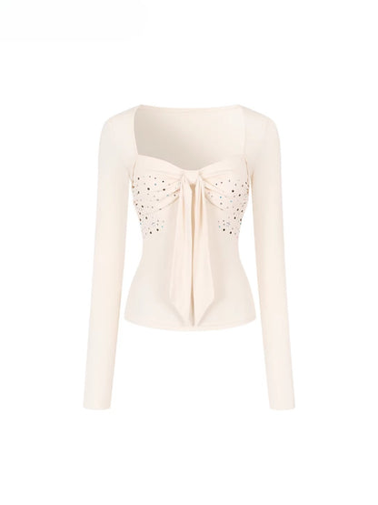Bowknot Colorful Hot-Fix Blouse