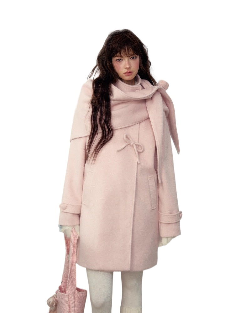  Hokkaido Pink Bow Collar Coat