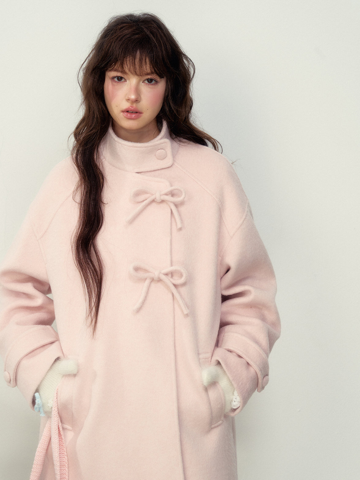  Hokkaido Pink Bow Collar Coat