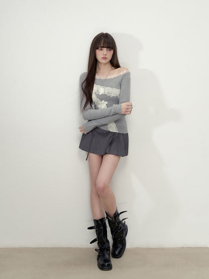 Lace-Panel Tencel T-shirt