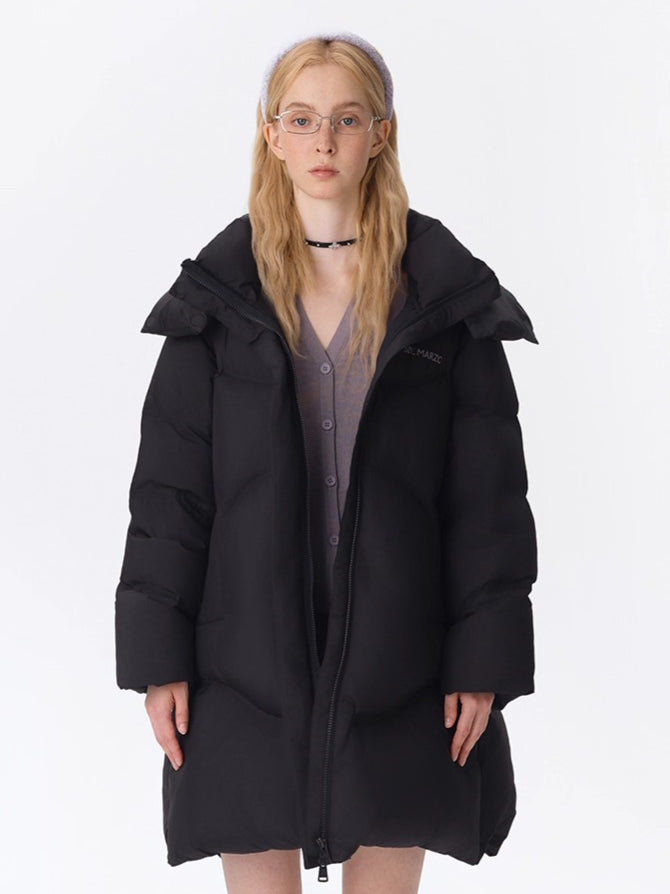 Lightweight Hooded Mid-Length Down Coat
