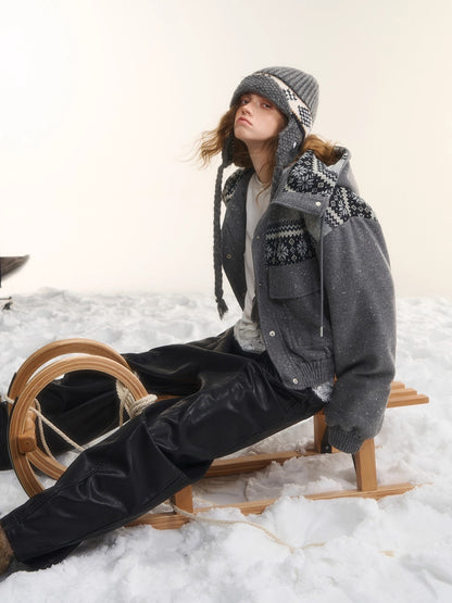 Wool-Blend Hooded Down Jacket