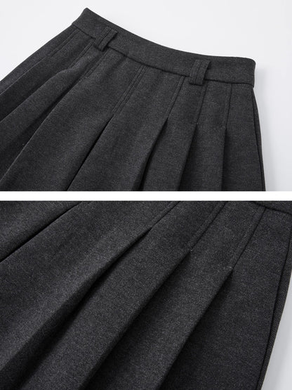Wool Blend Pleated Skirt