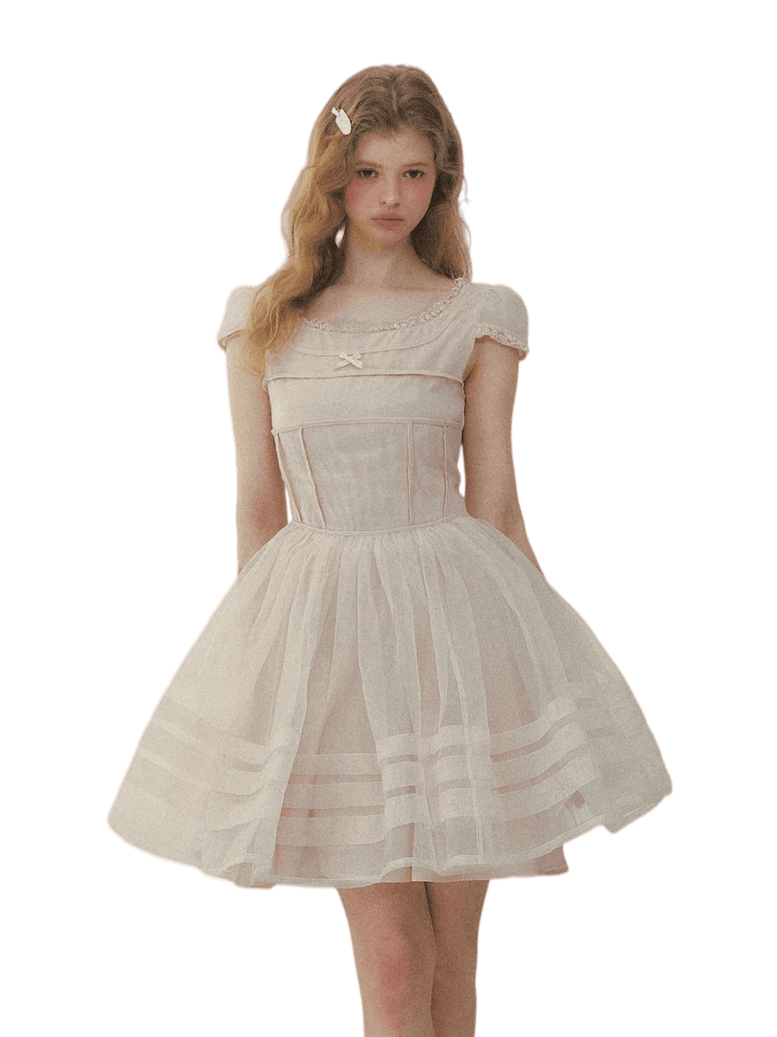 Dream Square-Neck Puff Sleeve Tulle Dress