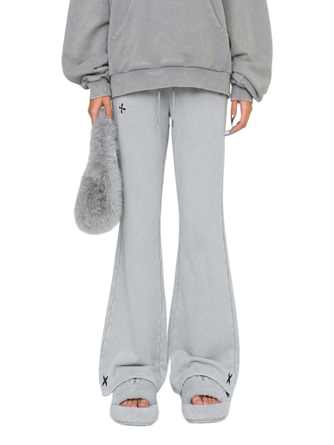 Gray &amp; Black Classic Flare Sweatpants