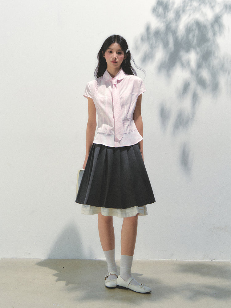 Pink Checkered Colorful Button Tie Shirt - CHINASQUAD