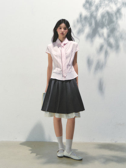 Pink Checkered Colorful Button Tie Shirt - CHINASQUAD