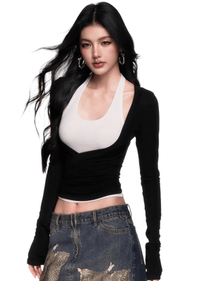 Layered Long-Sleeve Slim-Fit T-Shirt Set