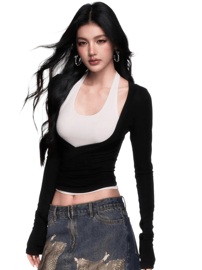 Layered Long-Sleeve Slim-Fit T-Shirt Set
