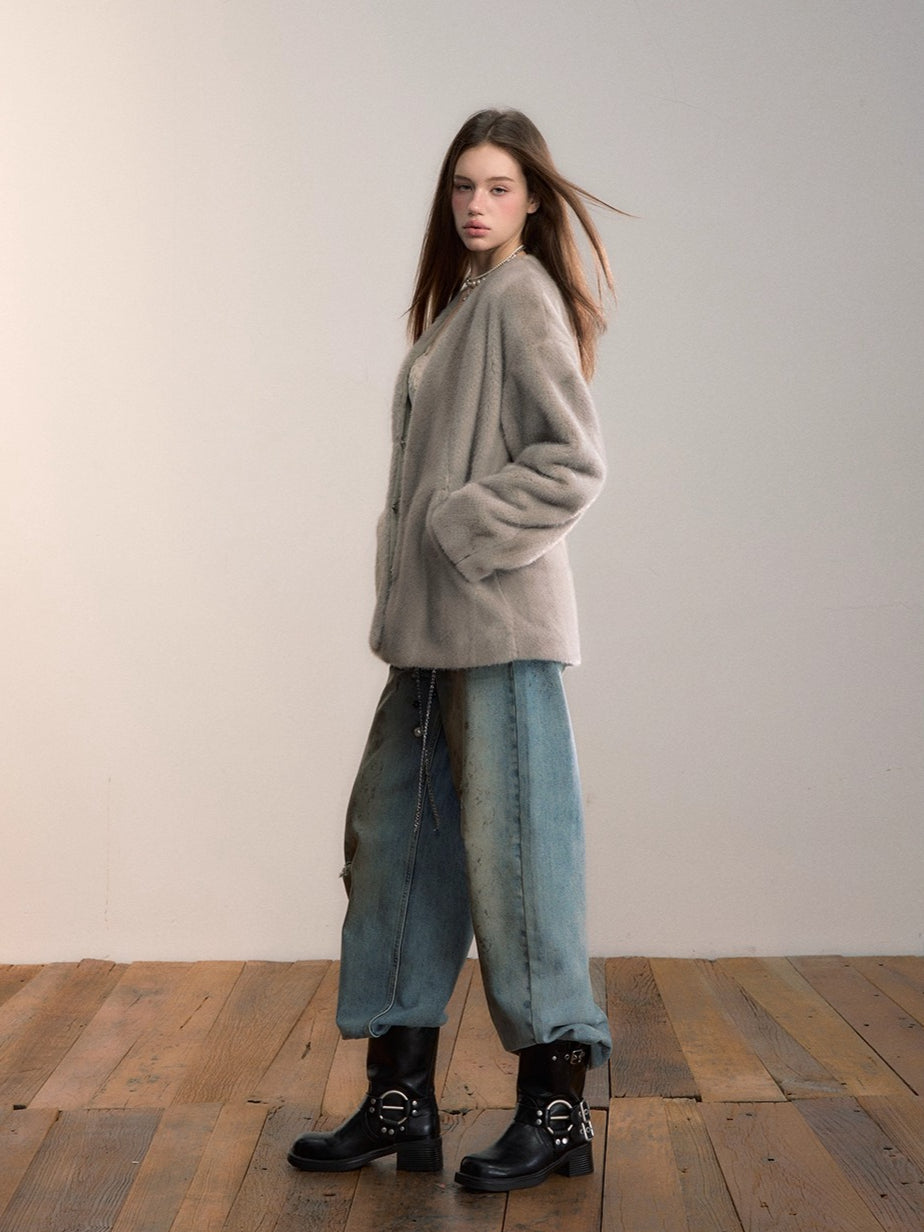 Ombre Faux Fur Statement Jacket