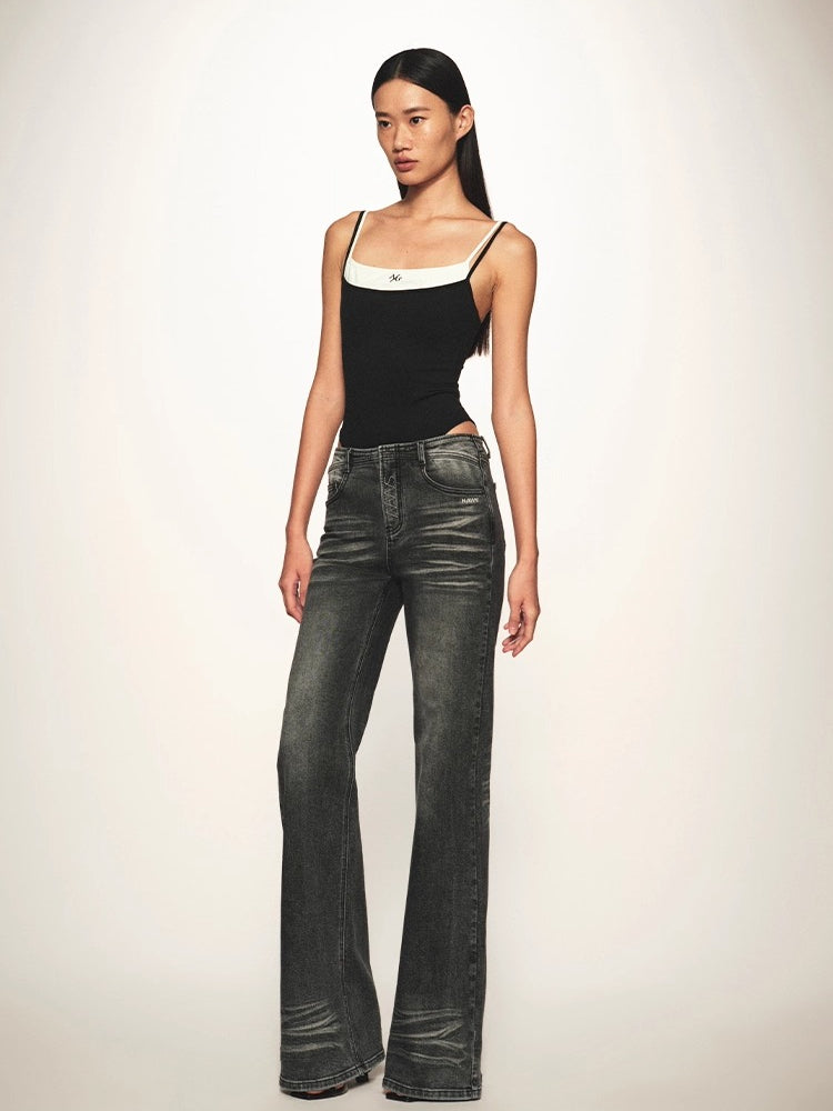 Natural Waist Fitted Straight Jeans - CHINASQUAD