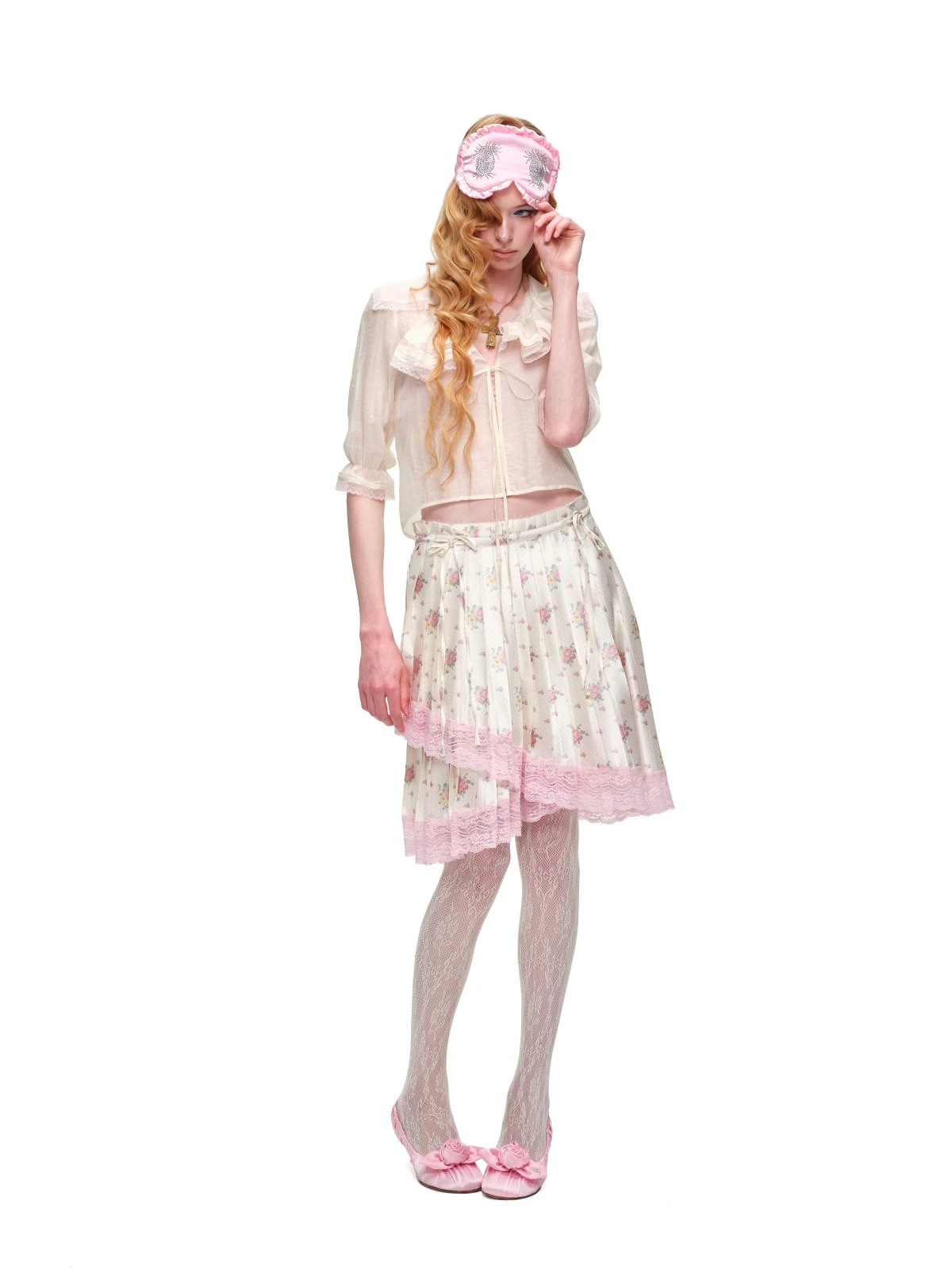 Contrast Ruffle Sailor Collar Chiffon Cropped Cardigan 1Jinn Studio