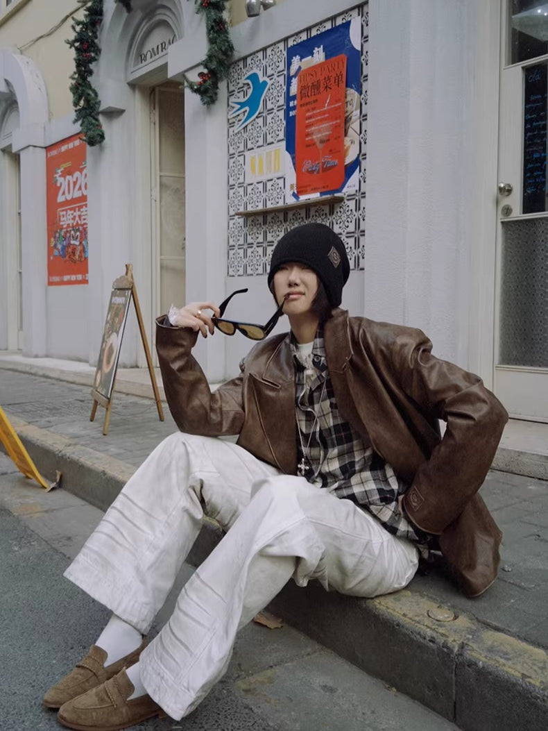 Side-Placket White Denim Jeans