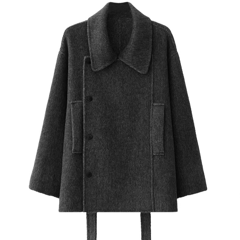 Tie-Detail Patchwork Double-Faced Wool Jacket