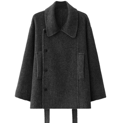 Tie-Detail Patchwork Double-Faced Wool Jacket