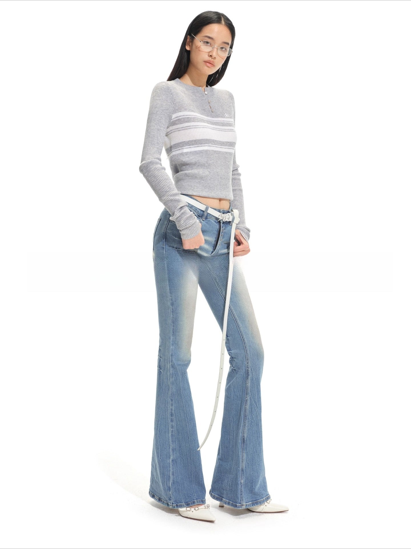 Marina Bay Striped Wool Knit Crewneck