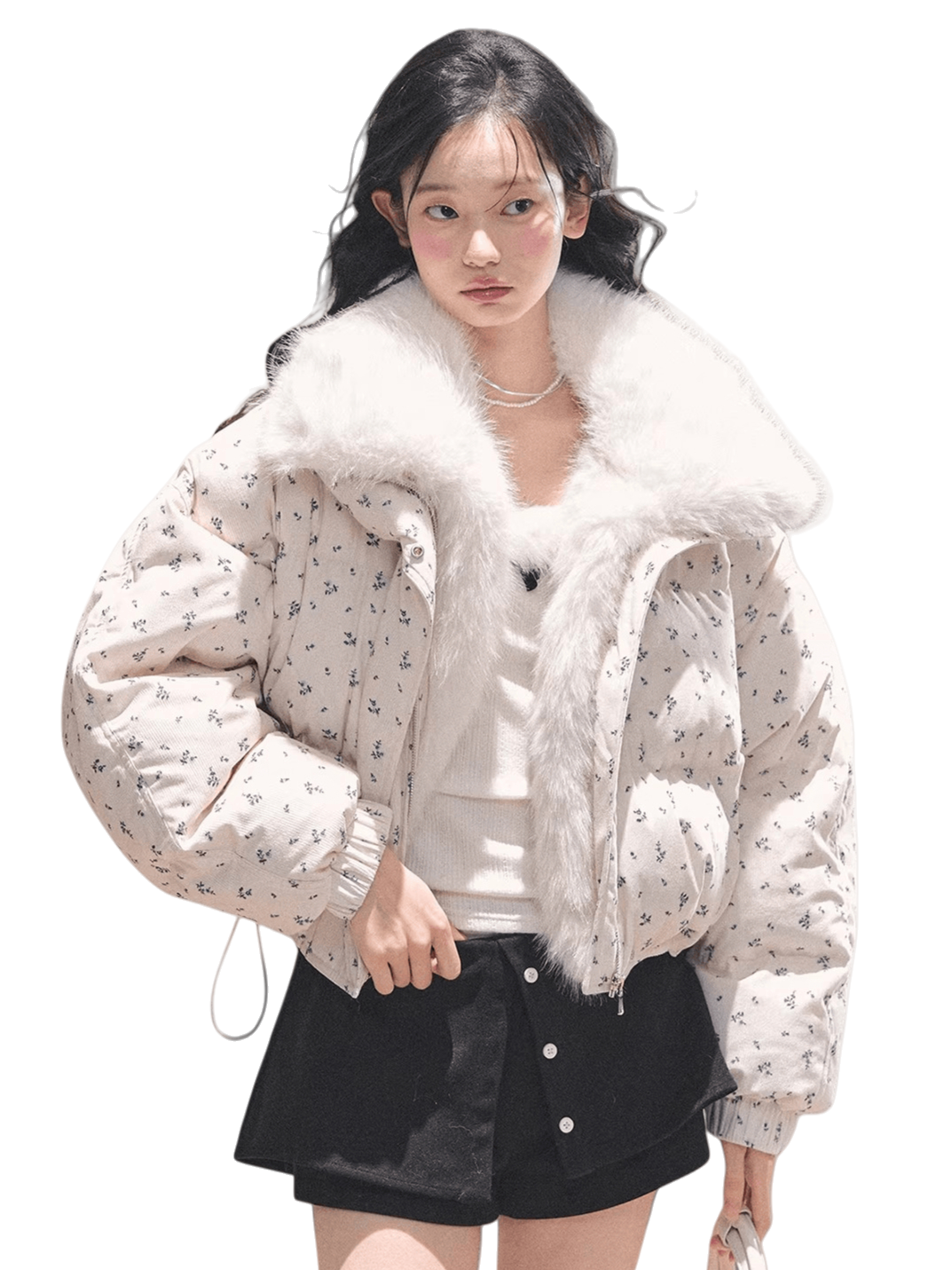 Short White Duck Down Puffer Jacket